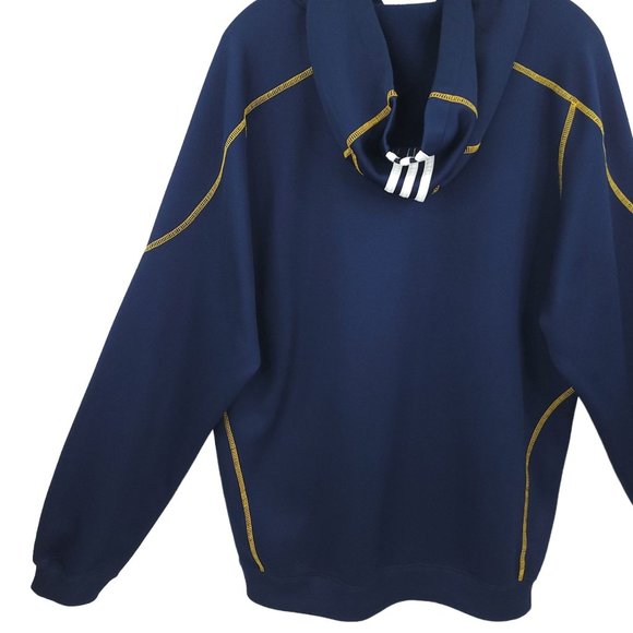 Adidas Navy Annapolis Hoodie Pullover Sweatshirt Men M Blue Gold Long Sleeve - Picture 13 of 14